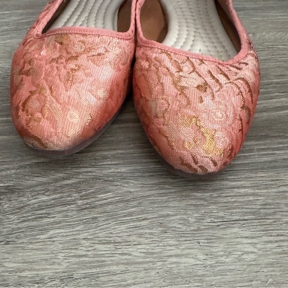 Women's Free People Evie Mary Jane Pink Brocade Lace Convertible Flats In Pink - Picture 11 of 15